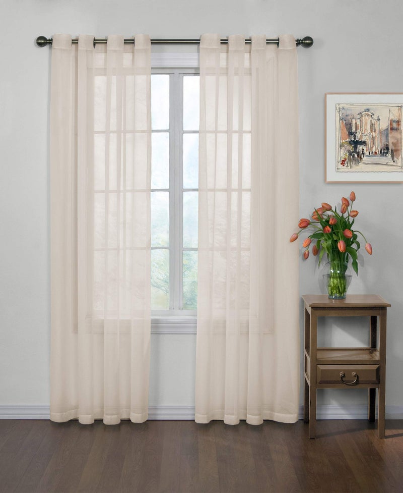 CurtainFresh Odor Neutralizing Sheer Voile Grommet Window Curtain for Bedroom or Living Room (1 Panel), 59 in x 120 in, Ivory - Image 1
